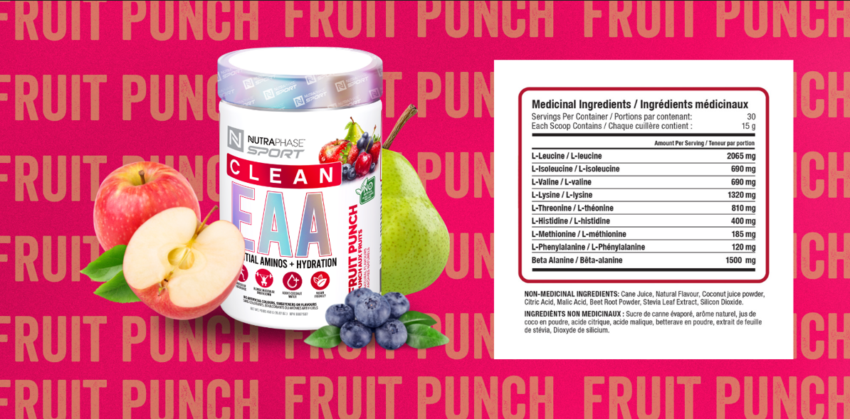 Clean EAA Nutrition Facts Label Fruit Punch